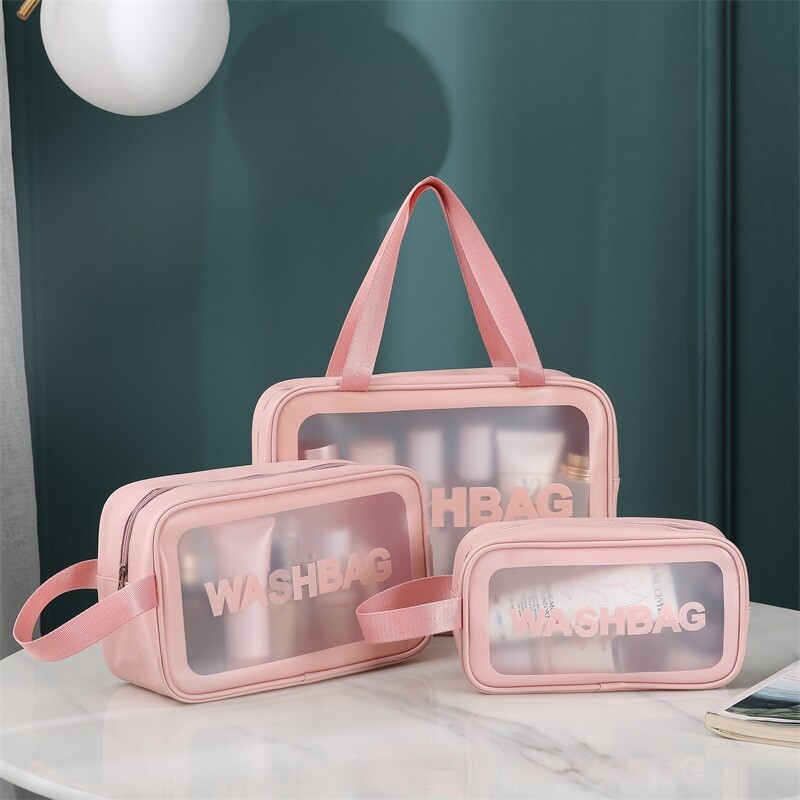 Set de Neceser de Viaje Transparentes Impermeables Washbag Rosa