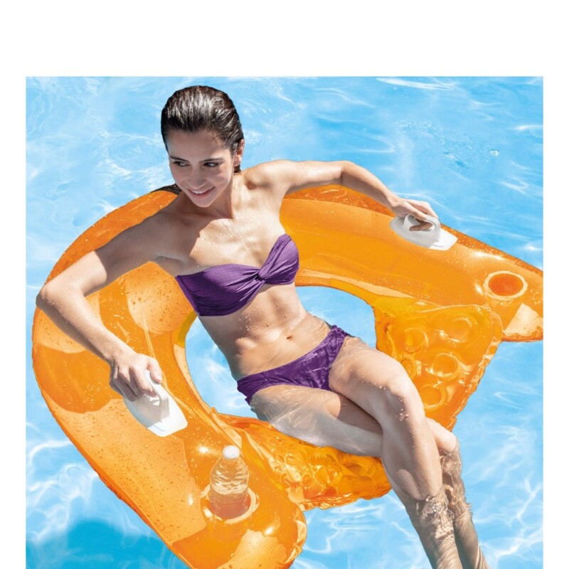 INTEX COLCHONETA INFLABLE ASIENTO FLOTANTE POSAVASO + RESPALDO + ASAS 147X99 CMS Intex Colchoneta Inflable Asiento Flotante Posavaso + Respaldo + Asas 147x99 Cms