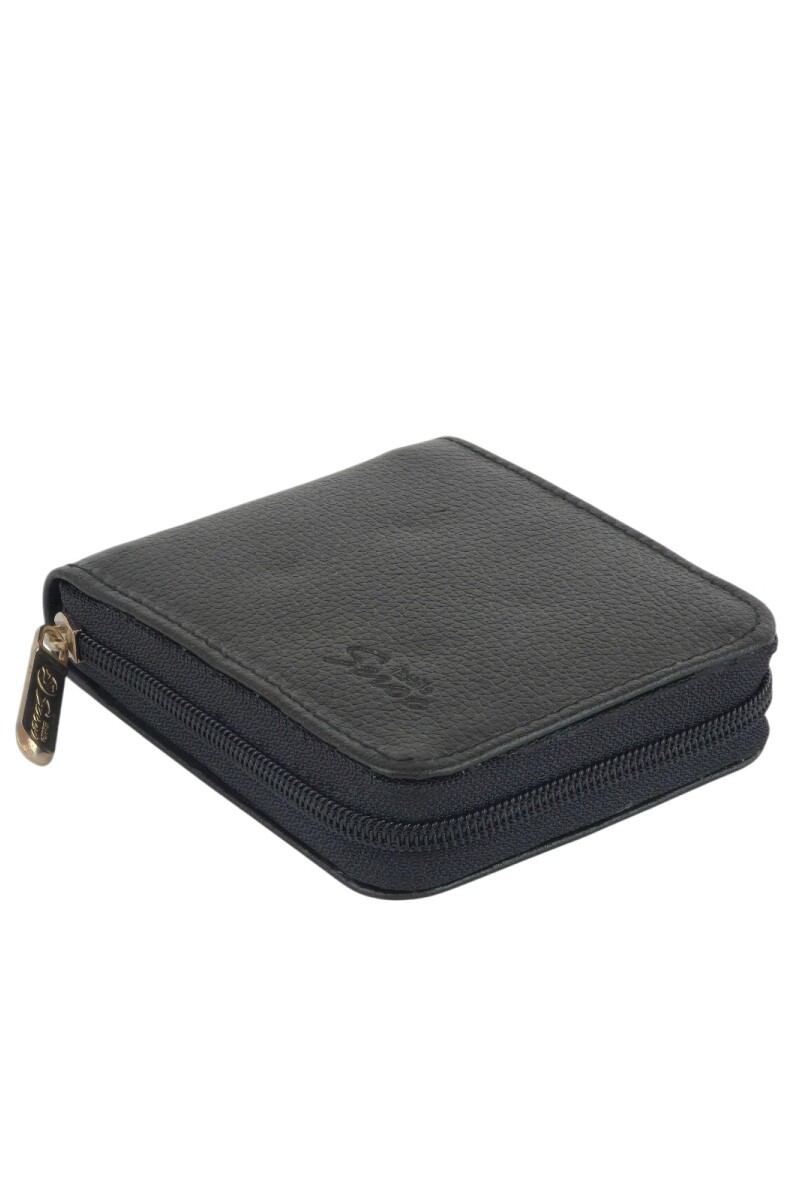 Billetera con cierre en cuero Negro