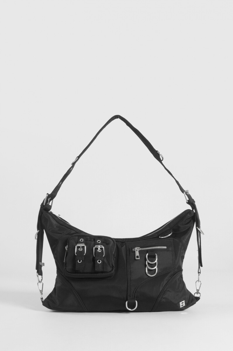 Hobo multicierres tela - negro 