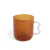 Taza de Vidrio asa con onda Rosa