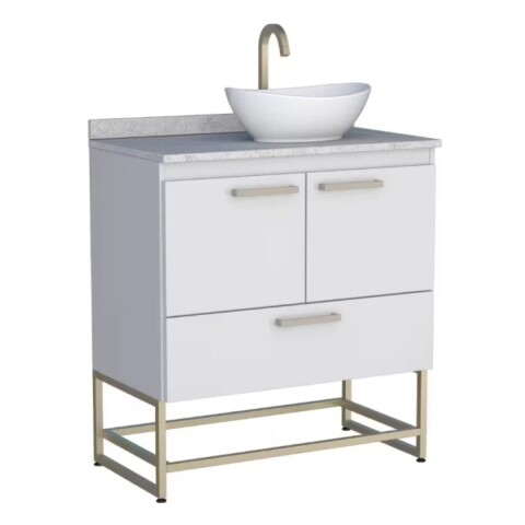 Mueble de baño de pie Suez Blanco 80 cm mesada granito blanco sin bacha Mueble De Baño De Pie Suez Blanco 80 Cm Mesada Granito Blanco Sin Bacha