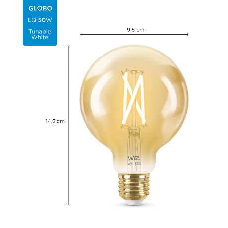 Philips Wiz - Lámpara Led Inteligente 929003018312 - 7W. áMbar. G95. E27. 2000K-5000K. 001