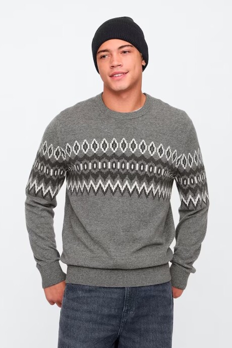 Buzo Fairisle Hombre Heather Grey