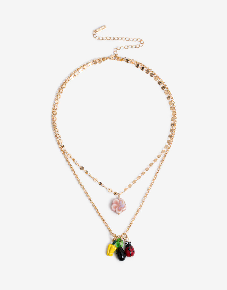 Collares Cortos Color Collar Corto Layer Glass - Dorado