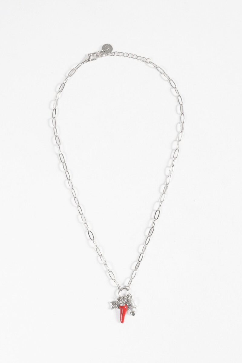 Collar cadena charms plateado