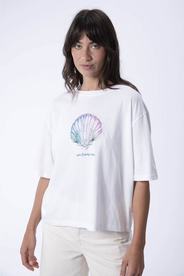 Remera Estampa Mar blanco