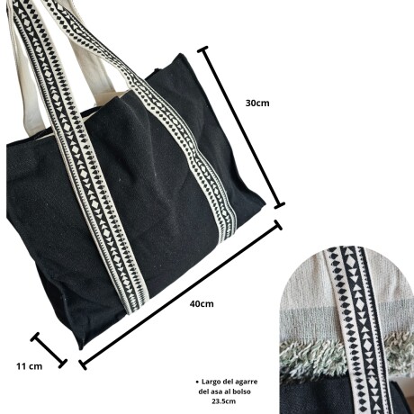 Bolso multiuso de tela negro y blanco Tote bag Blanco