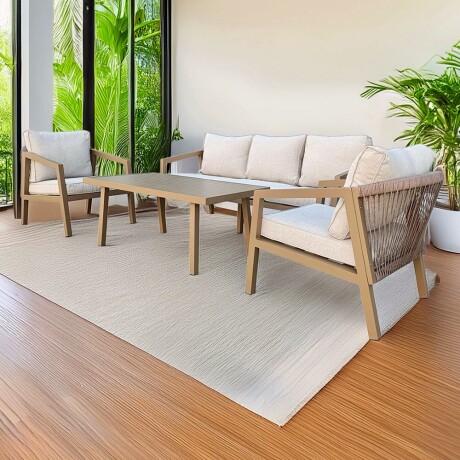 Juego de Living Exterior Aluminio – Sofá + 2 Sillones + Mesa de Centro Juego de Living Exterior Aluminio – Sofá + 2 Sillones + Mesa de Centro