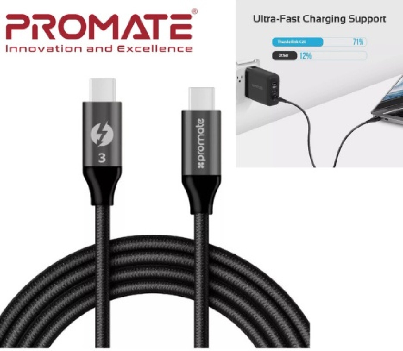 PROMATE THUNDERLINK-C20+ CABLE USB-C 100W 20GBPS - 5953 