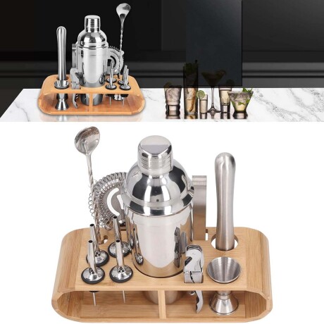 Juego Coctelería 12 Pzas Acero Inox Barman Bartender Tragos Plateado