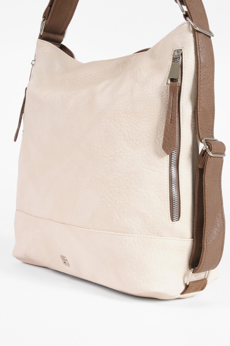 Cartera hobo mochila con cierres crudo
