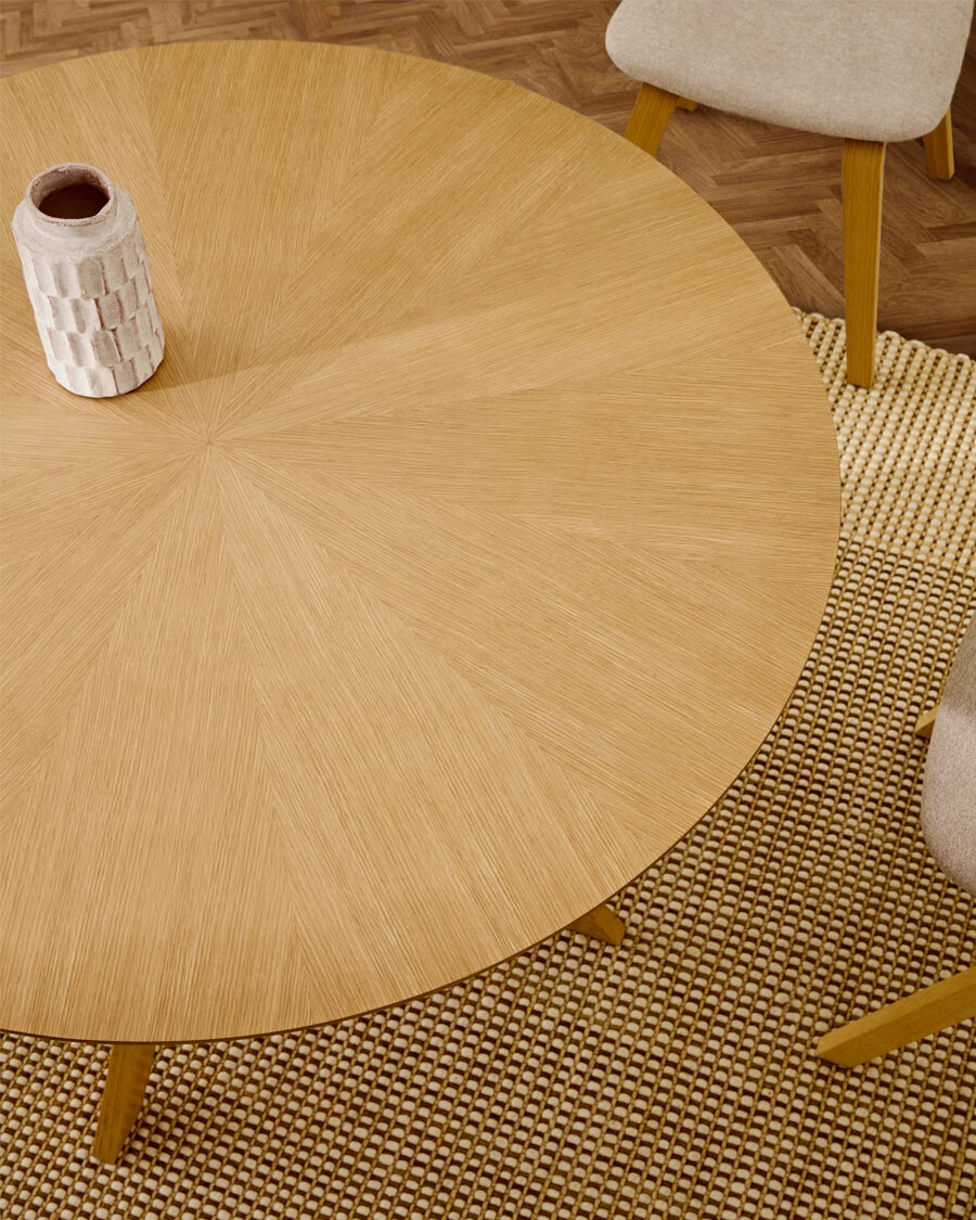 Mesa redonda Naanim de chapa de roble Ø 100 cm
