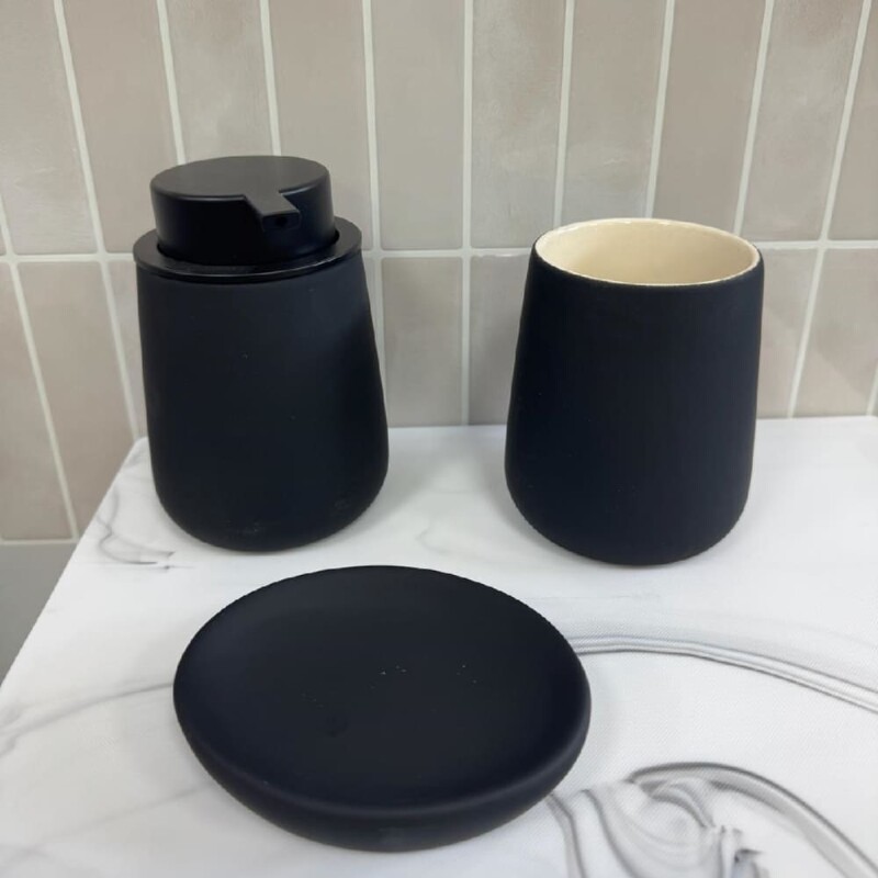 Set accesorios para baño cerámica negro Set accesorios para baño cerámica negro