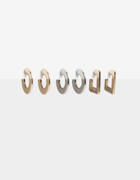 Aros Argollas Set Metal Set De Argollas Biplating - Dorado