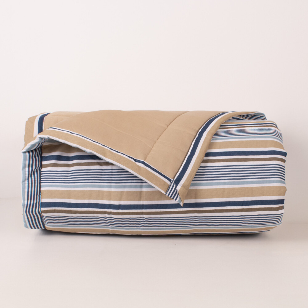 Edredón Colección Valdivia Rayas Beige Twin