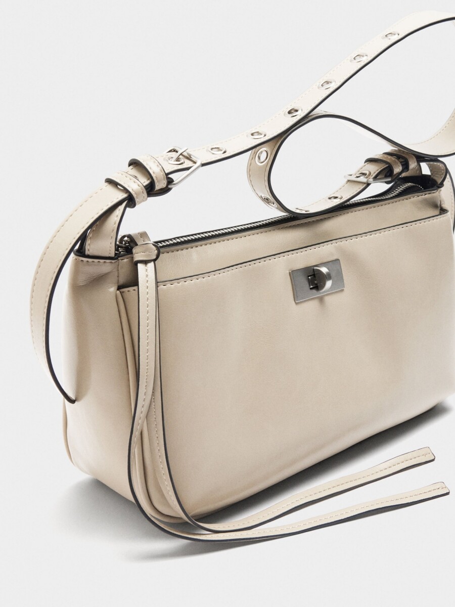 Bolso De Hombro Asa Con Tachuelas M crudo