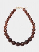 Collar Corto Con Abalorios marron