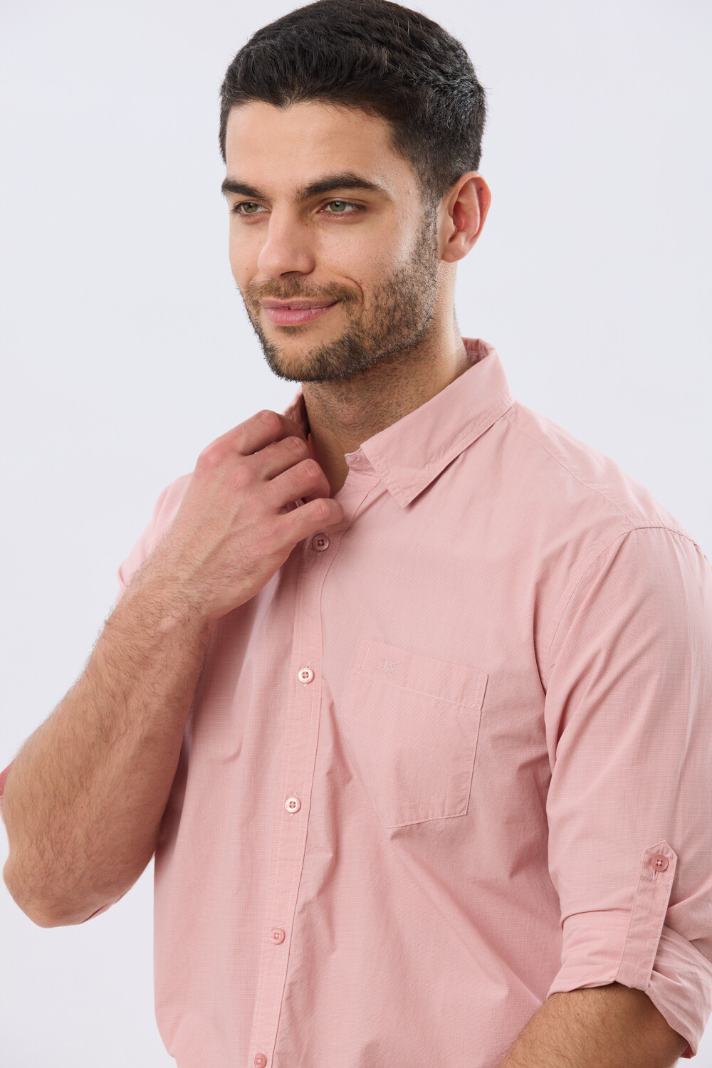 CAMISA CUADROS DE ALGODÓN Rosa