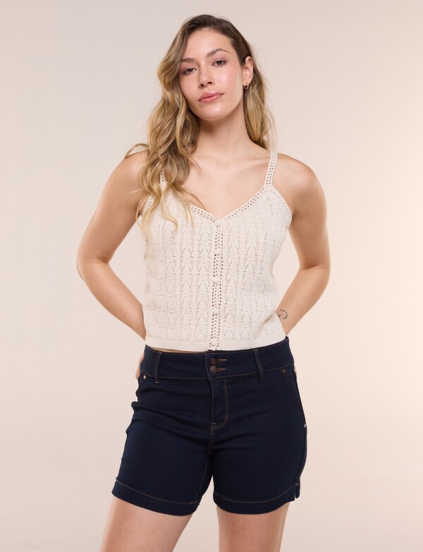 Short De Jean Elastizado Tiro Alto MARINO