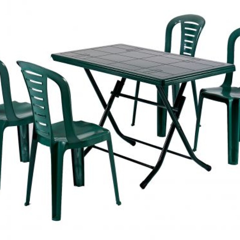 Combo: Juego Patio Pvc Marrón 4 Sillas + Mesa Plegable Combo: Juego Patio Pvc Marrón 4 Sillas + Mesa Plegable