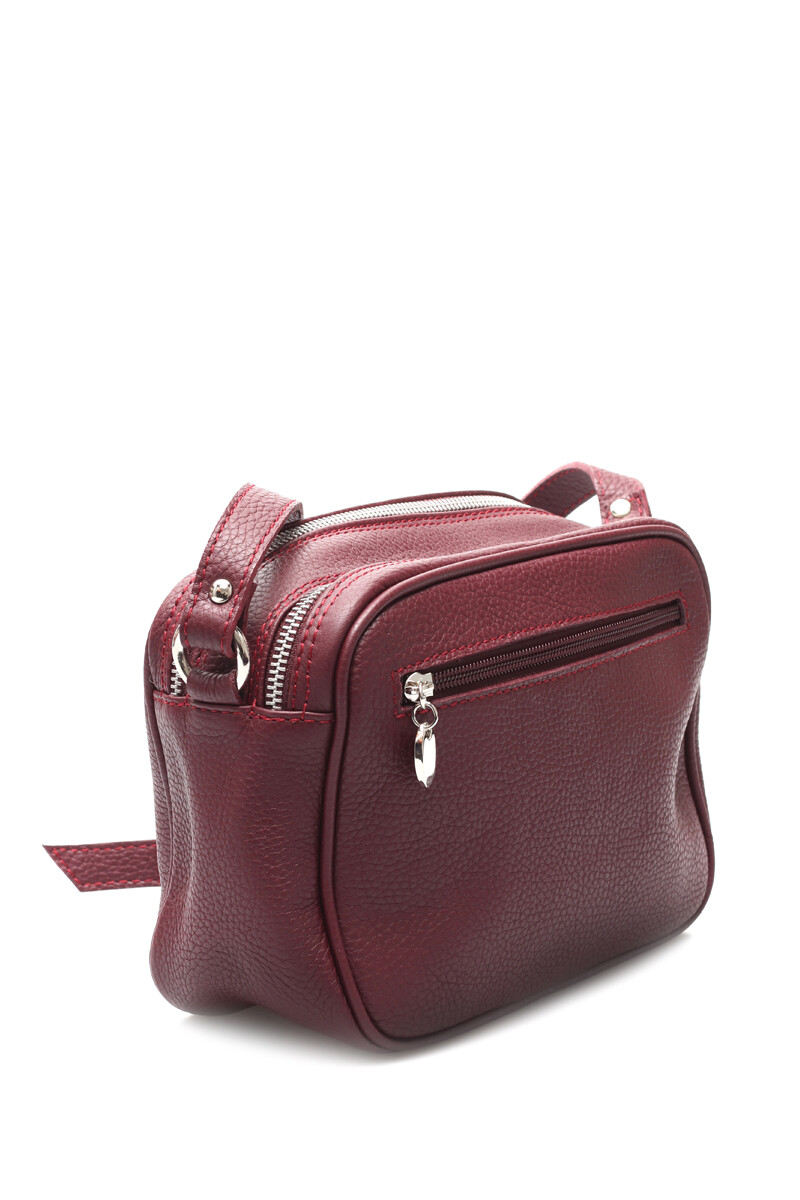 Cartera Bandolera Rectangular Cuero Bordo