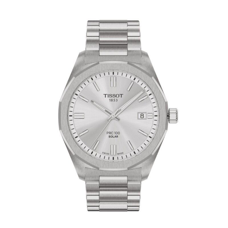 Reloj Tissot T1514221103100 PRC 100 Solar 39mm para hombre Plateado
