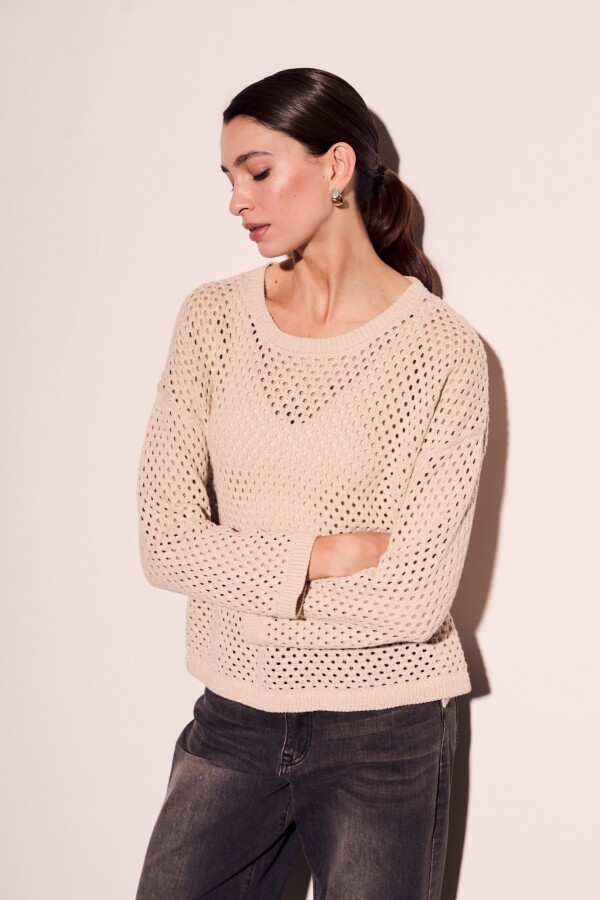 Sweater Lurex Beige Melange