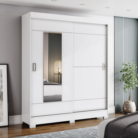 ROPERO 2 PUERTAS CORREDIZAS CON ESPEJO GUARDARROPA ARMARIO PLACARD CLOSET BLANCO