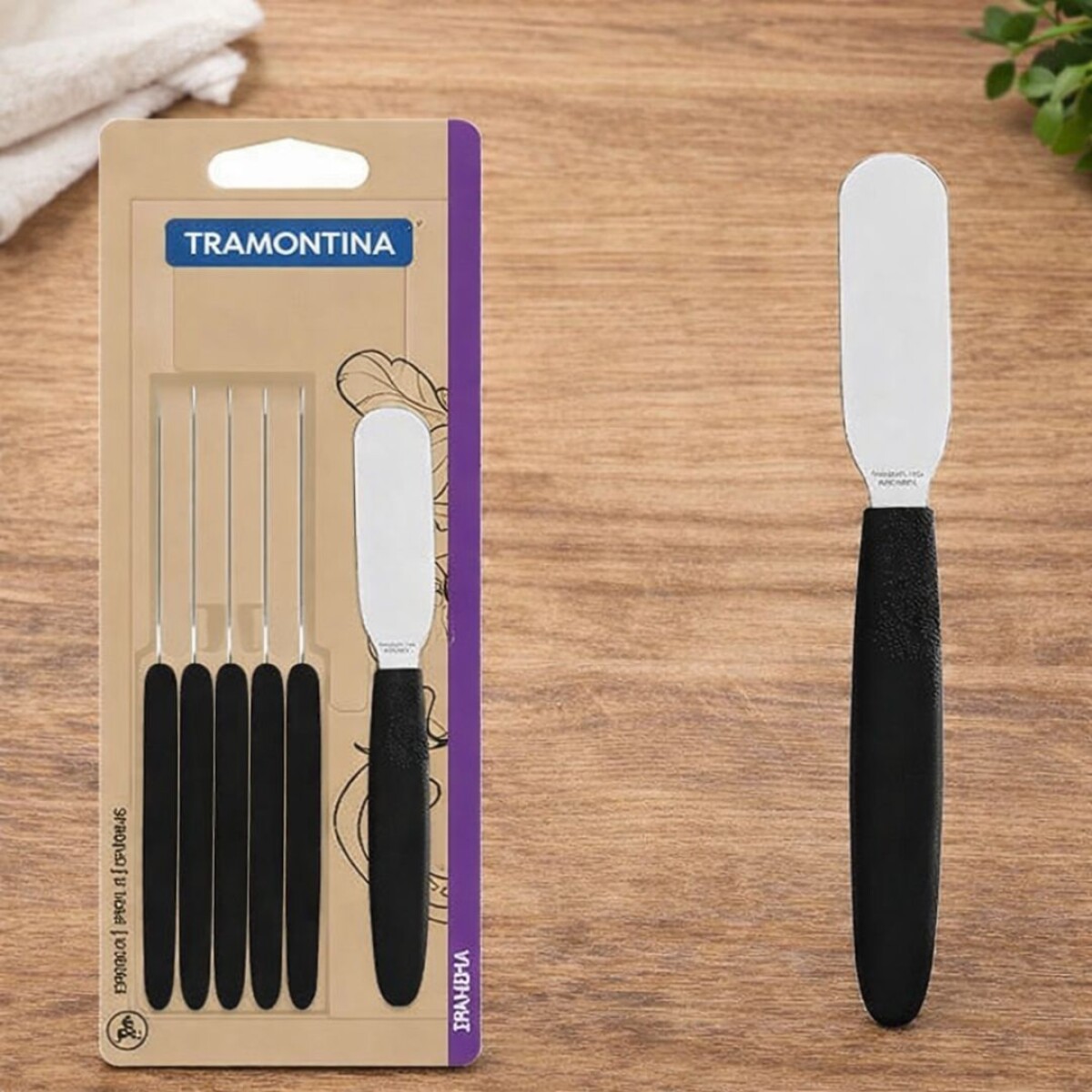 ESPATULA PARA UNTAR TRAMONTINA IPANEMA X 6 UNIDADES NEGRO 