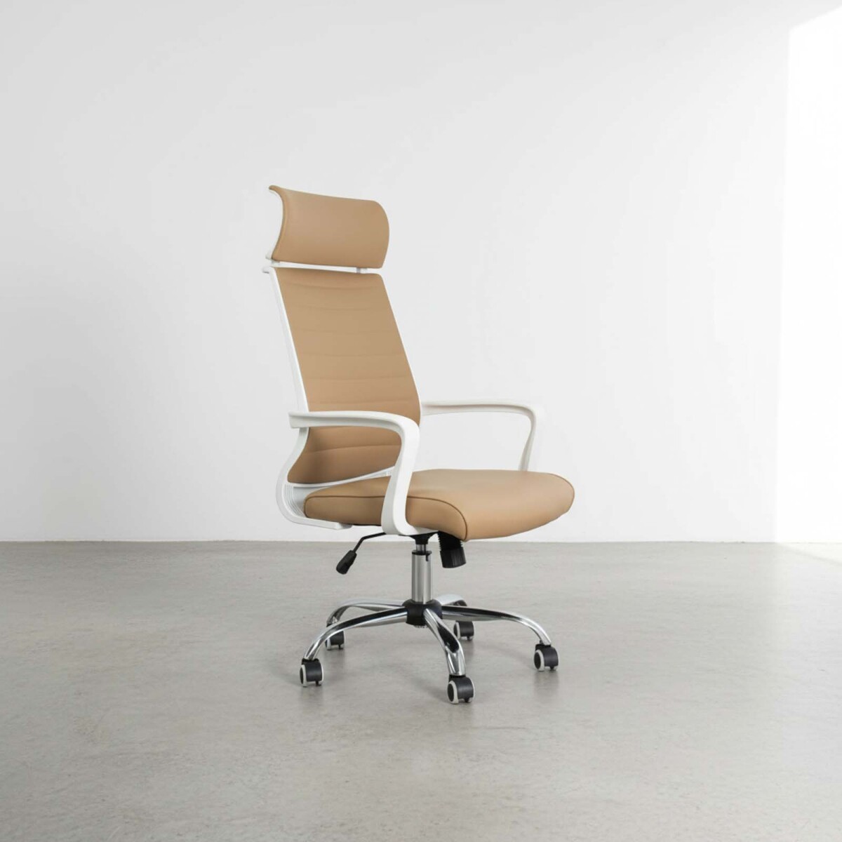 SILLA GIRATORIA DE OFICINA - PU-Y-METAL NATURAL-BEIGE D-505W 