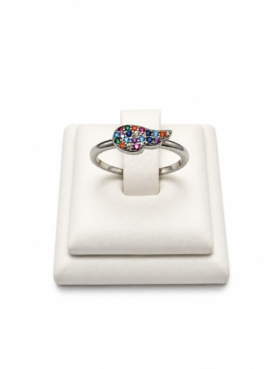 Anillo ala con zirconias de colores 
