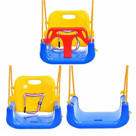 Hamaca Infantil 3en1 Adaptable Bebé Niño Plástico c/Cuerdas Azul
