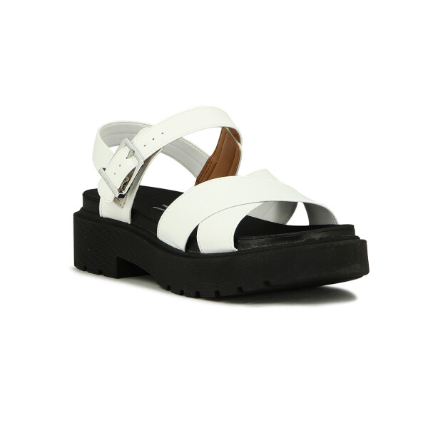 Sandalias Mujer Vizzano Tiras Cruzadas Y Hebilla Blanco-negro