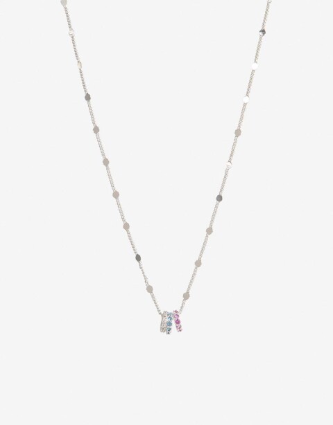 Cadena Corta con Dije Strass Collar Con Dije Cubic - Plateado