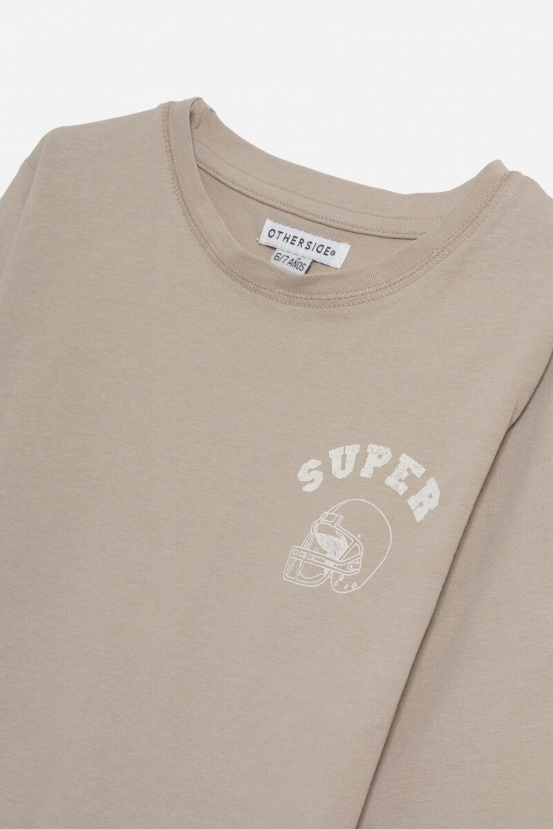 Remera estampada mangas largas BEIGE