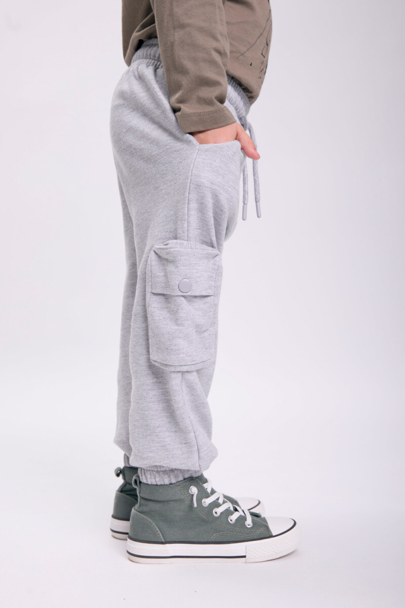 Pantalón deportivo cargo Gris Melange