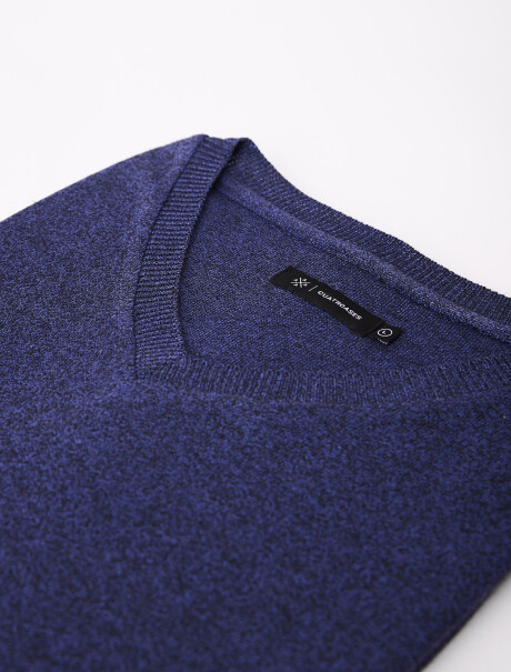 Buzo escote V Cedro azul