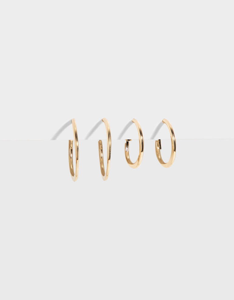 Aros Argollas Set Set De Argollas Clásicas - Dorado