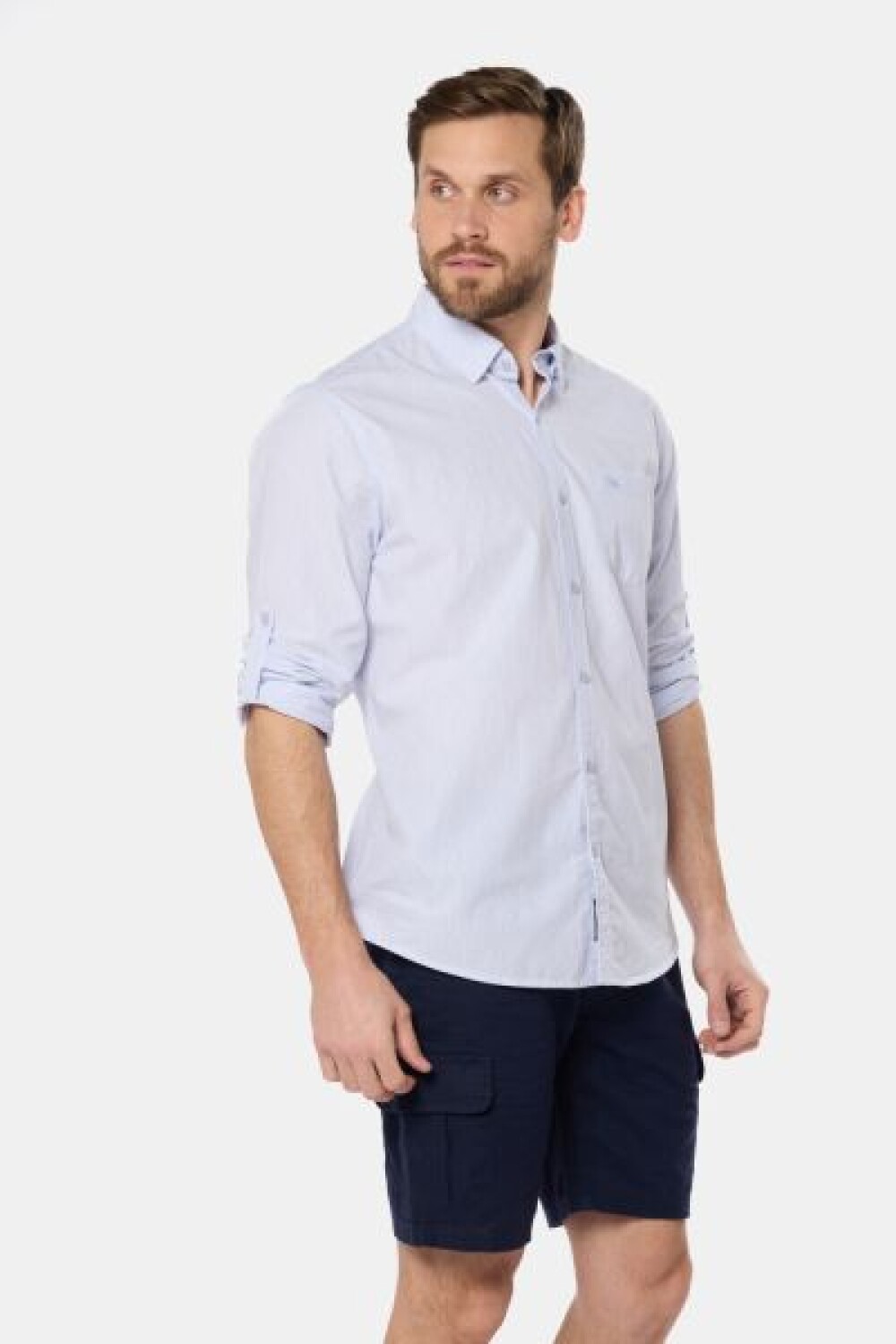 BERMUDA CARGO DE LINO Azul