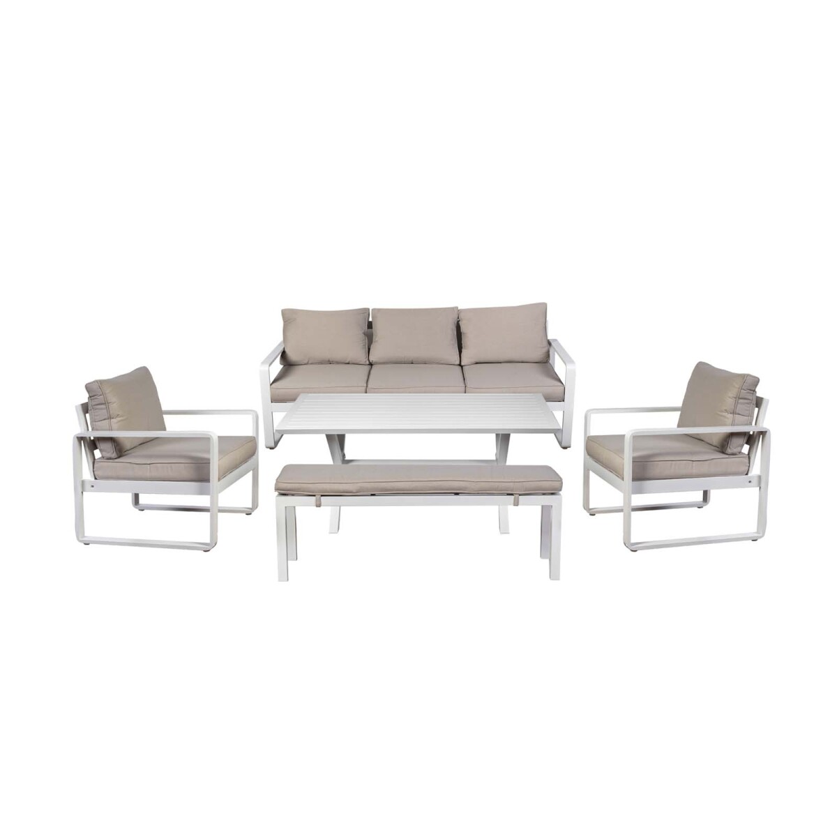 SET COMEDOR - ALUMINIO NATURAL-BEIGE CALI 