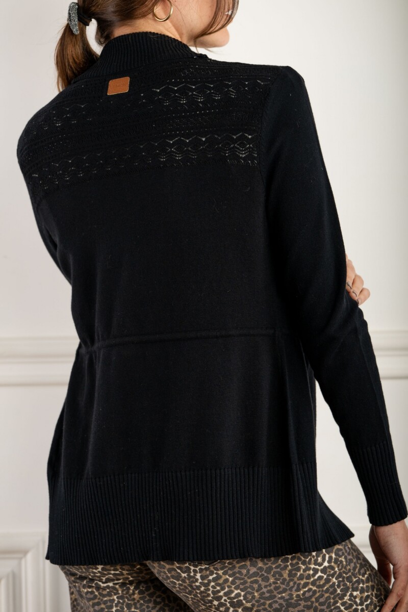 Cardigan C/solapa Algodón Elastano Negro