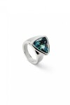 ANILLO EN ALEACIÓN DE METALES BAÑADO EN PLATA DE LEY CON CRISTAL VERDE Anillo