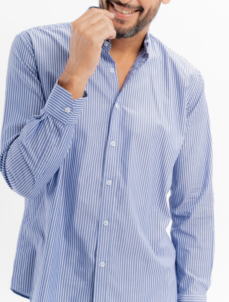 Camisa m/l algodon rayada azul/D4