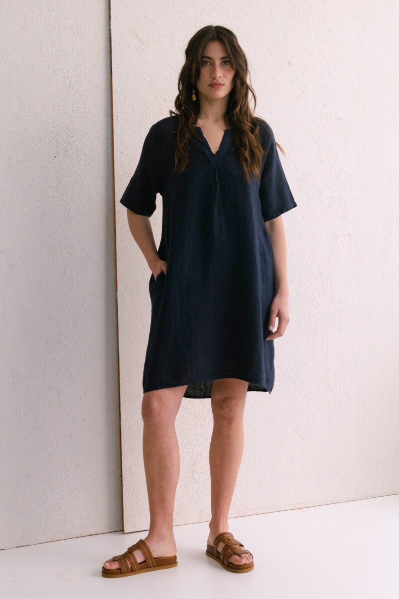 VESTIDO LINO - MARINO 