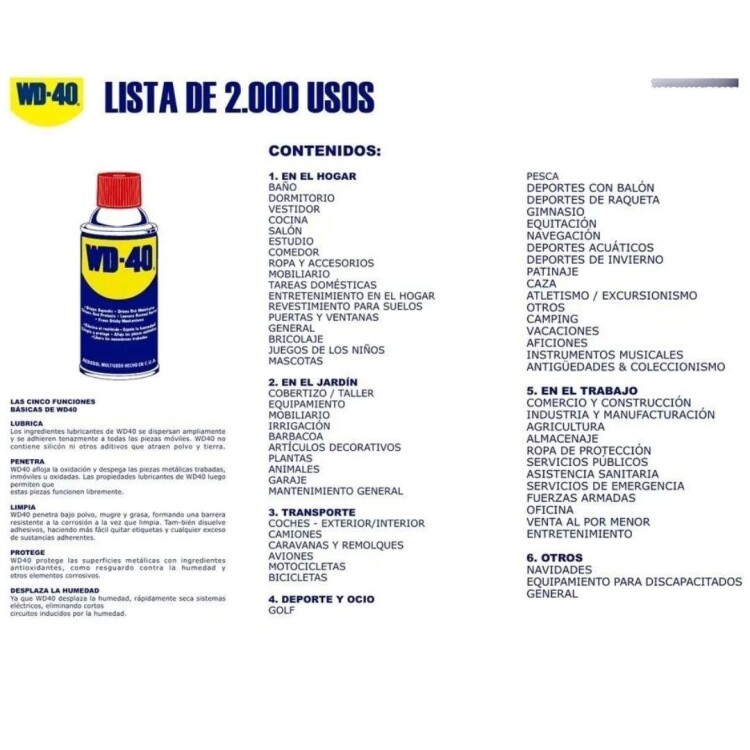 WD-40 LUBRICANTE MULTIUSO 382ML Sin color