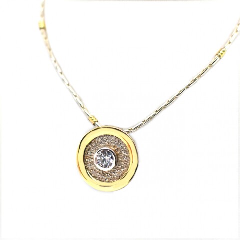 Cadena y Colgante en Oro y Plata925 con Zirconia Cadena y Colgante en Oro y Plata925 con Zirconia