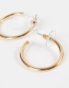 Aros Argollas Metal Argollas Tubulares Bañadas En Oro - Dorado