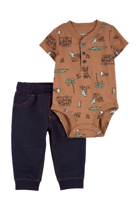 Set dos piezas pantalón y body de algodón 0