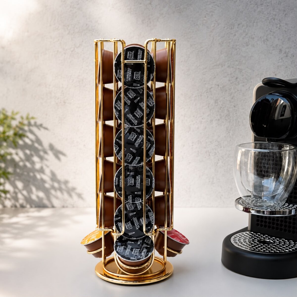 Porta Cápsulas 24 Un Metálico NESCAFÉ Dolce Gusto Alto 35cm x Ø 15cm 